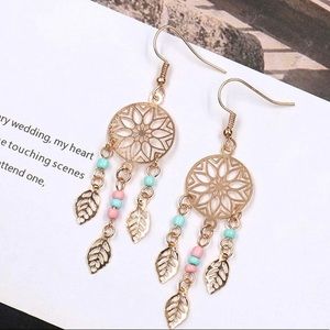 Gold tone Dreamcatcher Earrings